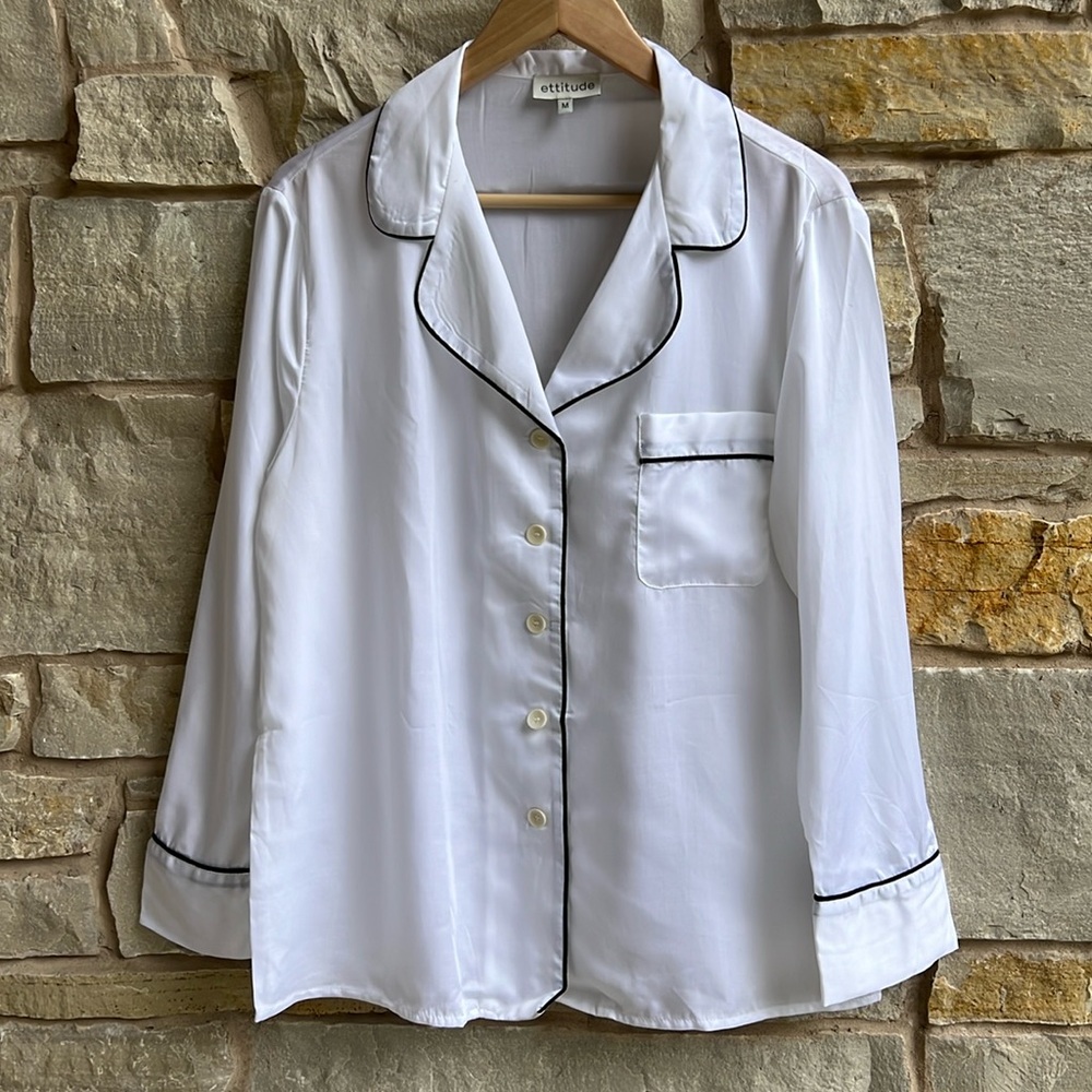 Ettitude sateen long sleeve PJ shirt